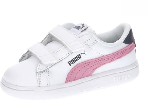 Puma Unisex Kids Smash 3.0 L V INF Sneaker, Puma White-MAUVED Out-Galactic Gray, 26 EU