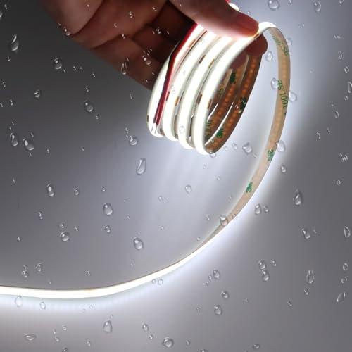 JOYLIT Striscia LED COB 24V Impermeabile 6 Metri Bianca Freddo 6000K, 320LEDs/M 4500LM Luminosità Senza Punti CRI 90+ Nastri LED, Flessibile Adesivo Decorazione Strisce LED (Alimentazione Non Inclusa)