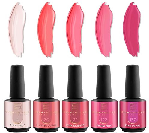 SHAYENNE UV Gel Nagellack 5 Rosa Pink Glitzer Töne je 15 ml für UV LED Lampe | MADE in GERMANY Gesamt 75 ml | Gel Nail Polish for Lamp | Nagel Lack Gellack Nagelgel Variant 10