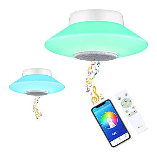 chysongoods 22W Φ30cm Weiß Musik LED Deckenleuchte Mit Bluetooth Lautsprecher Fernbedienung Und RGB Farbwechsel Lampe Dimmbar Für Badezimmer Schlafzimmer Kinder Jungen Kinderzimmer