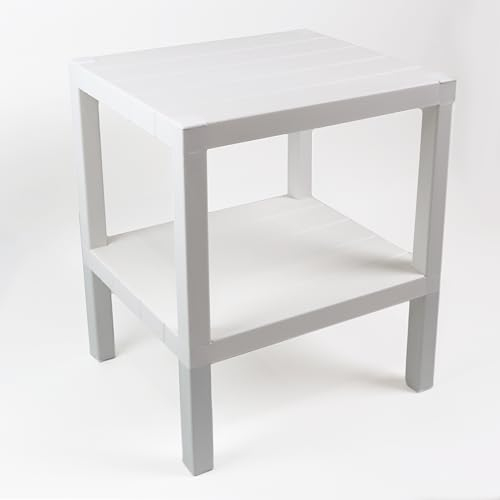 DIVCHI 2 Tier Side End Table Nightstand Coffee Tables Storage Bedside Office Living Room Bedroom Small Narrow Space Sofa Table (White)