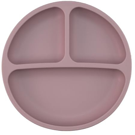 BABYZOCO Plato de Silicona para Niños, Plato Blw, Plato infantil, Plato 3 compartimentos, Apto para Lavavajillas y Microondas, Resiste hasta Hasta 220°C, Libre de BPA, Silicona, 20 cm diámetro, Rosa