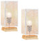 Marrakesch 2er Set Tischlampe Nachttischlampe 25cm groß | Boho Deko Lampe im Wohnzimmer Schlafzimmer oder Kinderzimmer | Moderne Tischleuchte Autigan weiß aus Metall & Holz mit E27 Fassung
