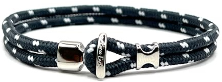 KAROO EARTH JEWELLERY Minimalist Rope Bracelet with Stainless Steel hook clasp, Nautical style fashion bracelet for men (20cm, Dark Grey)