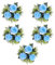 TENCOCO 5 Stück kleine Kerzenringe, künstlicher Blumenkranz, künstliche Rosen, Kerzenhalter, Kränze, Hochzeitsmittelstücke für Tischpartys, Blau