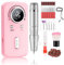 PKBD 45000RPM Professional Portable Nail Drill Machine for Acrylic and Gel Nails, Rechargeable Electric Nail Files Set with 11 bits and LCD Display for Salon,Home and DIY, Pink