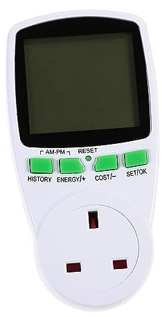 Mikikit Digital Power Monitor Plug with LCD Display Smart Electricity Usage for Home Appliances Measures Voltage Power and Cost Compact Design for Easy Portability