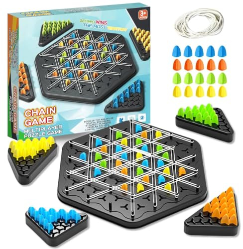 Triangle Chain Game, Teaser Strategy Puzzle Toys, Family Interactive Chess Board Games for 2 to 4 Players, Triggle Board Game, Above Boys Girls Christmas Birthday Gifts