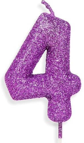 Zolunu lila rosa Geburtstag Kerze Nummer 4, Glitter Geburtstag Kerze Kuchen Toppers für Mädchen Frauen lila rosa Themed Party Dekorationen liefert Geburtstagsgeschenke