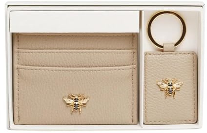 Alice Wheeler Bee Giftset - 2 piece set Card Holder & Keyring (Stone)