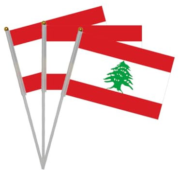 20 Piezas de Banderas de manivela de Líbano, Pequeña Bandera Líbano, Mini Bandera Líbano, bandera Líbano, bandera Líbano pequeña, banderines Líbano