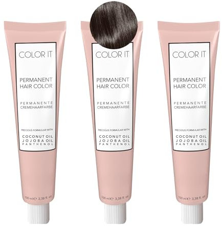 COLOR.IT by BM - Permanente Haarfarbe in Salonqualität, 3x 100ml (5.75 Hellbraun Braun Mahagoni, 3er Pack)