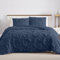 Echo Home Style Pintuck Duvet Cover Set - 200 Thread Count 100% Egyptian Cotton Pinch Pleated Quilt Bedding Covers Set (Navy Blue, King)