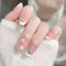 Christmas Fake Nails,Snow & Snowman False Nails,24pcs Nude Pink French Christmas False Nails,Glossy Christmas Press on Nails Medium Long- Acrylic Nails Christmas Square Stick on Nails
