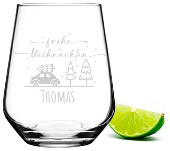 KS Laserdesign Gläser mit Gravur Frohe Weihnachten personalisiert Geschenke zu Weihnachten Weihnachtsgeschenke für Frauen & Männer Wichtel Geschenkidee Weihnachtsmotiv