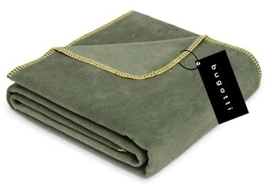 bugatti Decke 150x200 cm - Baumwollmix, Made in Germany, warm & waschbar, Kuscheldecke grün einfarbig