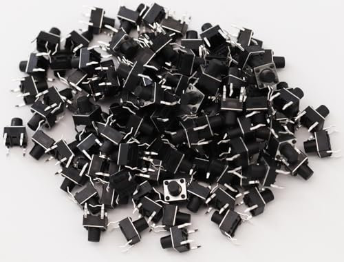 Heevhas Interrupteur à bouton-poussoir tactile micro-interrupteur tactile 6 * 6 * 7 mm 4 broches DIP PCB SMD SMT Interrupteur à bouton-poussoir tactile momentané Composants électroniques(100 pièces)