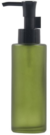 100ML/3.5OZ Empty Frosted Glass Lotion Pump Bottle Refillable Lotion Dispenser Makeup Packing Storage Container for Essential Oil Emulsion Shampoo(Green)