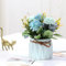 AQCQDQ Topf Mini Fake Hortensien Blumen, Mini Künstlich Hortensien Künstliche Blumen mit Vase, Künstliche Deko Hortensie blühend im Topf für Tischdeko Wohnzimmer Zuhause Dekoration (Blau)
