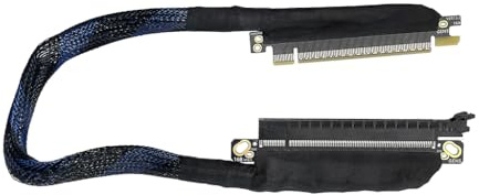 JMT 180 Grad 64 GBS PCIE 5.0 X16 Grafikkarten-Verlängerungskabel, GEN5, geflochtenes Netzkabel, Riser für AI-Server, Grafikkarte, biegbarer GPU-Adapter, 16AB5 (links links links, 30 cm)