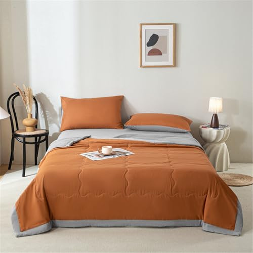Odot Bettdecke Ohne Bezug Nutzbar Sommer, Bettdecke Ohne Bezug Bunt Weich Leicht Sommerbettdecke Steppdecke Tagesdecke Doppelseitige Kühldecke, Grau (Orange,150x200cm)