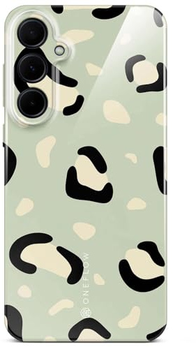 ONEFLOW für Samsung Galaxy A35 5G Hülle mit Design Muster, Designer Case Handy Schutzhülle mit Kameraschutz, Hardcase Bedruckt dünne Handyhülle, Splash Cover, Mint Grün Leo Print