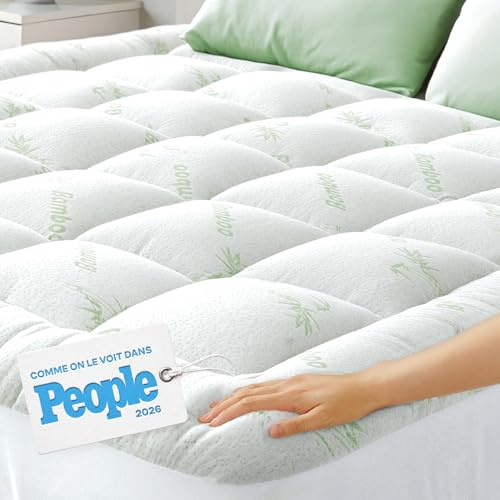 Mattress Topper Cloud-Like Comfort - Ultra-Soft, Breathable, and Cooling Pad Viscose made from bamboo Protection - 90x190cm, Deep Fit