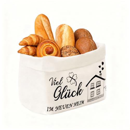 Vlecexs Panier à Pain Sac a Pain Corbeille à Pain Tissu Nouvelle Maison Pain Conteneur Cadeau Pendaison de Crémaillère Nouvelle Maison Déménagement Fête Blanc