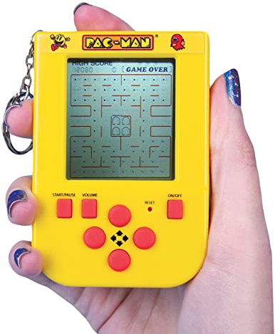 PAC-MAN Mini Arcade Keychain with LCD Screen & Directional Controls. Original PAC-MAN Gameplay & Sounds. Classic Retro Pocket Game, Portable Handheld Keyring Game for Kids & Adults.