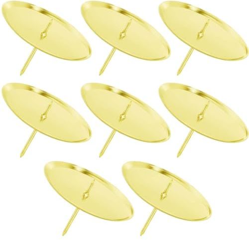 OUDQFCJ 4 Stück Kerzenhalter Adventskranz Gold 7.5 cm Kerzenstecker mit Dorn für Adventskranz zum Stecken Deko Zubehör für Stumpenkerzen