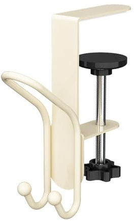 TAIZhiChen Lot de 2 Supports de Sac pour Sacs à Main, Cintre de Sac Pratique, Crochet de Table Sûr, Crochet de Bureau Universel et Crochet pour écouteurs en Fer, Blanc 1 Paquet