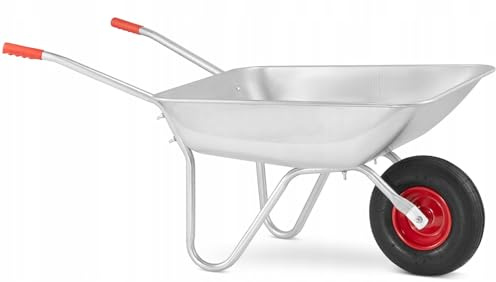 MAT-COMPANY Gartenschubkarre 120 Liter verzinkte Schubkarre mit 3.50-6 Luftreifen (Ø 31 cm) Rot/Silber