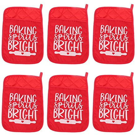 Presine natalizie 6 pezzi resistenti al calore guanti da forno caldi guanti da forno borsa per biscotti kit di cottura per pentole natalizie per forniture per feste