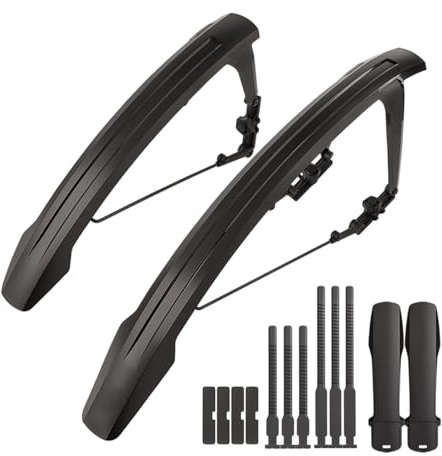 Jubilofex Fahrrad-Schmutzfänger, verstellbar, Schnellentriegelung, Schmutzfänger vorne und hinten, für Mountainbike, Pendeln, Freizeit, Radfahren, nasses Wetter