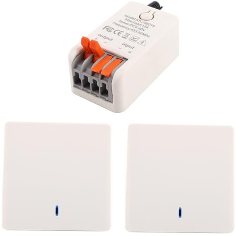 Interrupteur Sans Fil 12V 16A, RF 433MHz Panneau mural va et vient sans fil | 5V-48V télécommande interrupteur sans fil Panneau mural pour va-et-vient sans fil et commande d’éclairage à distance