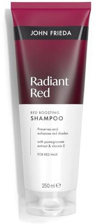 John Frieda Radiant Red Red Boosting Shampoo 250ml | Colour Depositing Care, For Dyed Hair, Shine Support