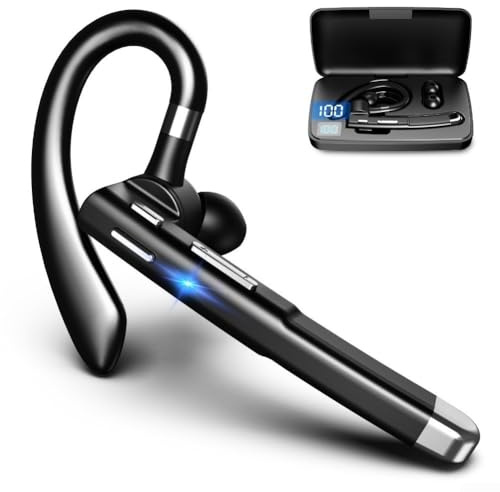 Headphones YYK-520, BT Business Style Ear-Hook Rotierende Single Earpiece, Charging Case with Receiver for Hands-Free Calls