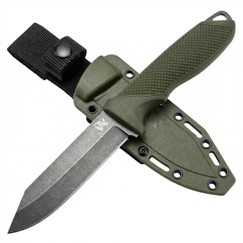 ODENWOLF REVERSE TANTO Outdoor Messer feststehend – Full Tang Survival Messer aus D2 Stahl mit Reverse Tanto Klinge 11 cm – Bushcraft Jagdmesser mit stylischer Gürtel‑Scheide