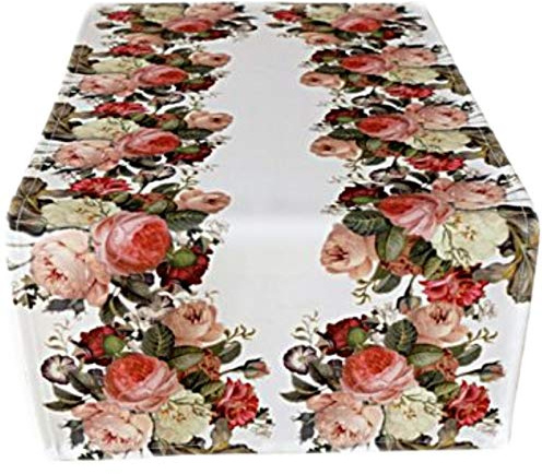 Raebel Tischdecke Mitteldecke Decken Tischläufer Läufer Rosen Garten Bunt Polyester (Tischläufer 35x70 cm)