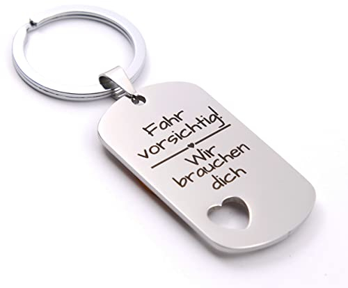 Generisch Geschenk Ritter I Mama Geschenke I Schlüsselanhänger mit Spruch I Geschenk für Mama von Tochter Sohn I Geburtstagsgeschenk für Mama, Silber, Fahr vorsichti Wir brauchen dich, modern