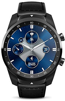 Ticwatch Pro S Smartwatch, 1 GB RAM, integriertes GPS, IP68, wasserdicht, 24 Stunden Herzfrequenzüberwachung, Schlaf-Tracking, Wear OS von Google, Schwarz