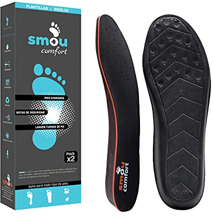 SMOU COMFORT Semelles en Gel et en Mousse à Mémoire de Forme pour Femmes et Hommes | Pour Chaussures, Bottes ou les Baskets | Usage Quotidien | Amortissement & Soutien du Talon et du Pied | 46-47 EU