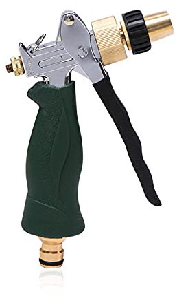 HGYJ Doccia da Giardino(in Metallo+Rame Puro) Pistola a spruzzo per Tubo Flessibile multimodale Regolabile, utilizzata per autolavaggio/irrigazione di Fiori/Bagno per Animali Domestici,Silver