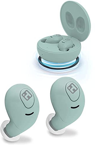 iHome Wireless Earbuds with Charging Case, Water Resistant Bluetooth Earphones with Microphone and Touch Control, Mint