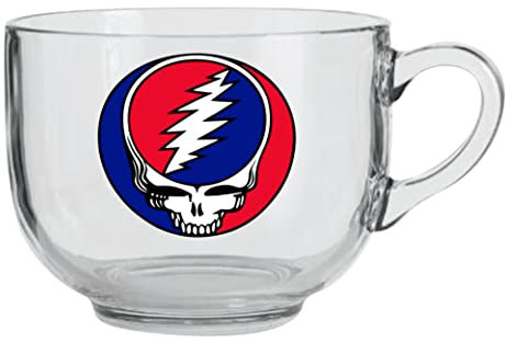 ICUP Mug à soupe en verre avec inscription « Grateful Dead Steal Your Face » | Verrerie et verres fantaisie | Mugs rock | Produit sous licence Rock