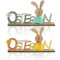 com-four® 2X Deko Aufsteller für Ostern - Schriftzug mit Osterhasen - Osterdeko zum Hinstellen - Osterdekoration aus Holz und Glöckchen