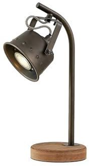 Lindby Tischlampe Rubinjo (Retro, Vintage Antik) aus Holz (1 flammig GU10) - Tischleuchte Schreibtischlampe Nachttischlampe Wohnzimmerleuchte