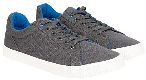 Crosshatch New Mens Boys Trainers Lace up Casual Canvas Plimsolls Gym Pumps Flat Sneaker UK Grey 9
