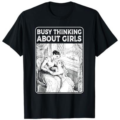 Busy Thinking About Girls Cute Pastel Lesbian T-Shirt