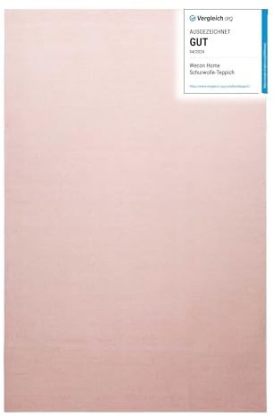 Wollteppich handgewebt - wertvoller, nachhaltiger, Teppich bestens geeignet fürs Wohnzimmer, Schlafzimmer und Kinderzimmer, Handwebteppich aus Schurwolle - Perpignan - 80 x 150 cm, Rosa